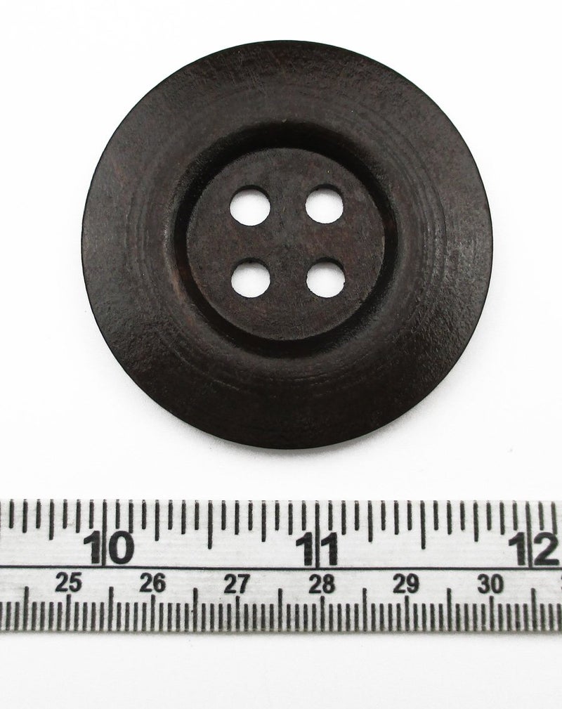 All In One 10pcs Dark Brown Large 4 Hole Sewing Wood Buttons with Wide Edge 50mm(2 ) - Image 2